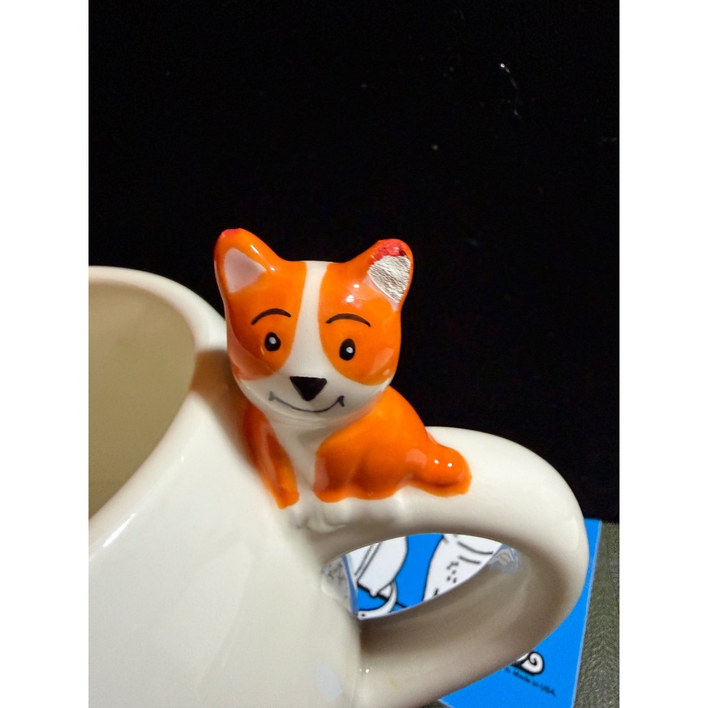 Eccolo Stay Pawsitive Corgi Mug Unisex OS Ivory Fair 3D‎ Dog Handle Pun Ceramic